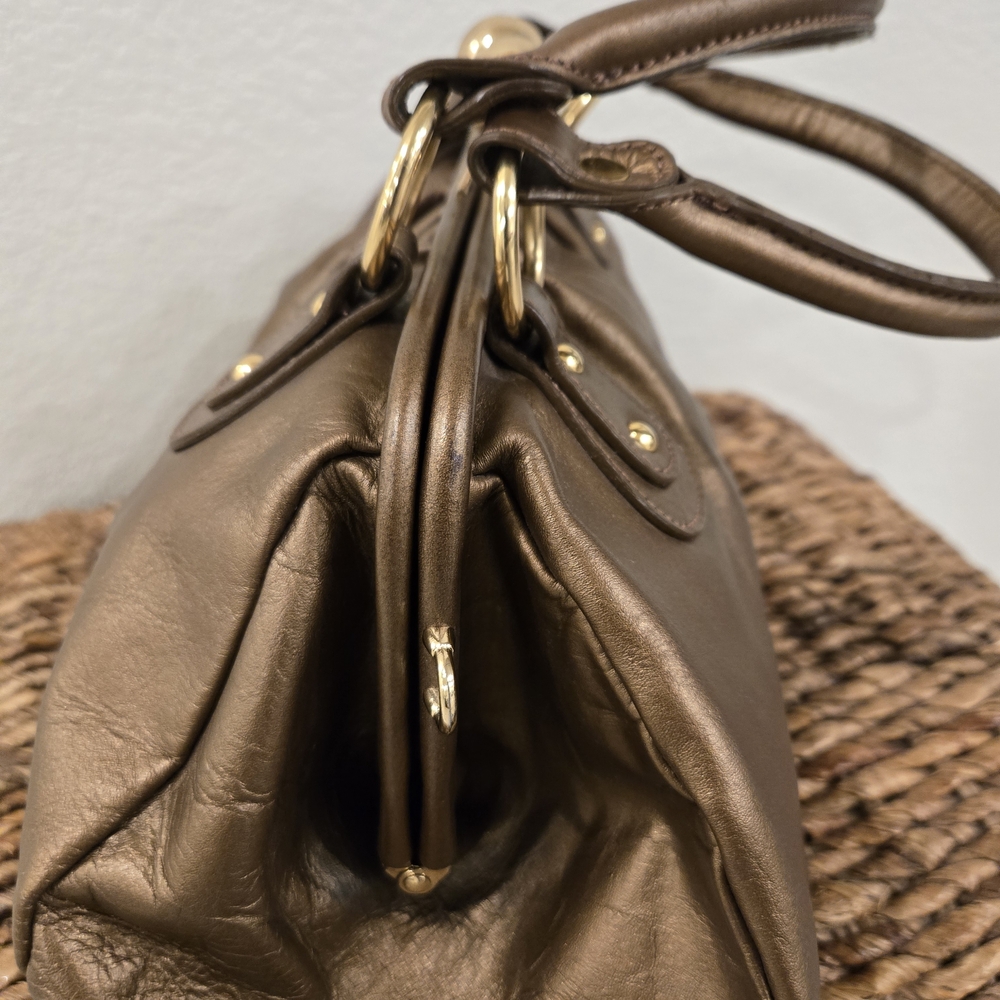 Elegant L.Credi Bronze Leather Handbag - Picture 2 of 6